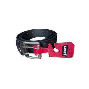 Levis Belt Mens 40 Black Synthetic Leather Double Prong NWT